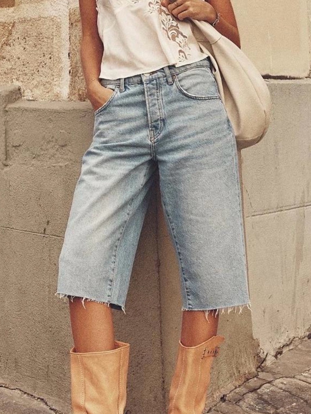 We The Free Light Blue Denim Bermuda Shorts Nwt